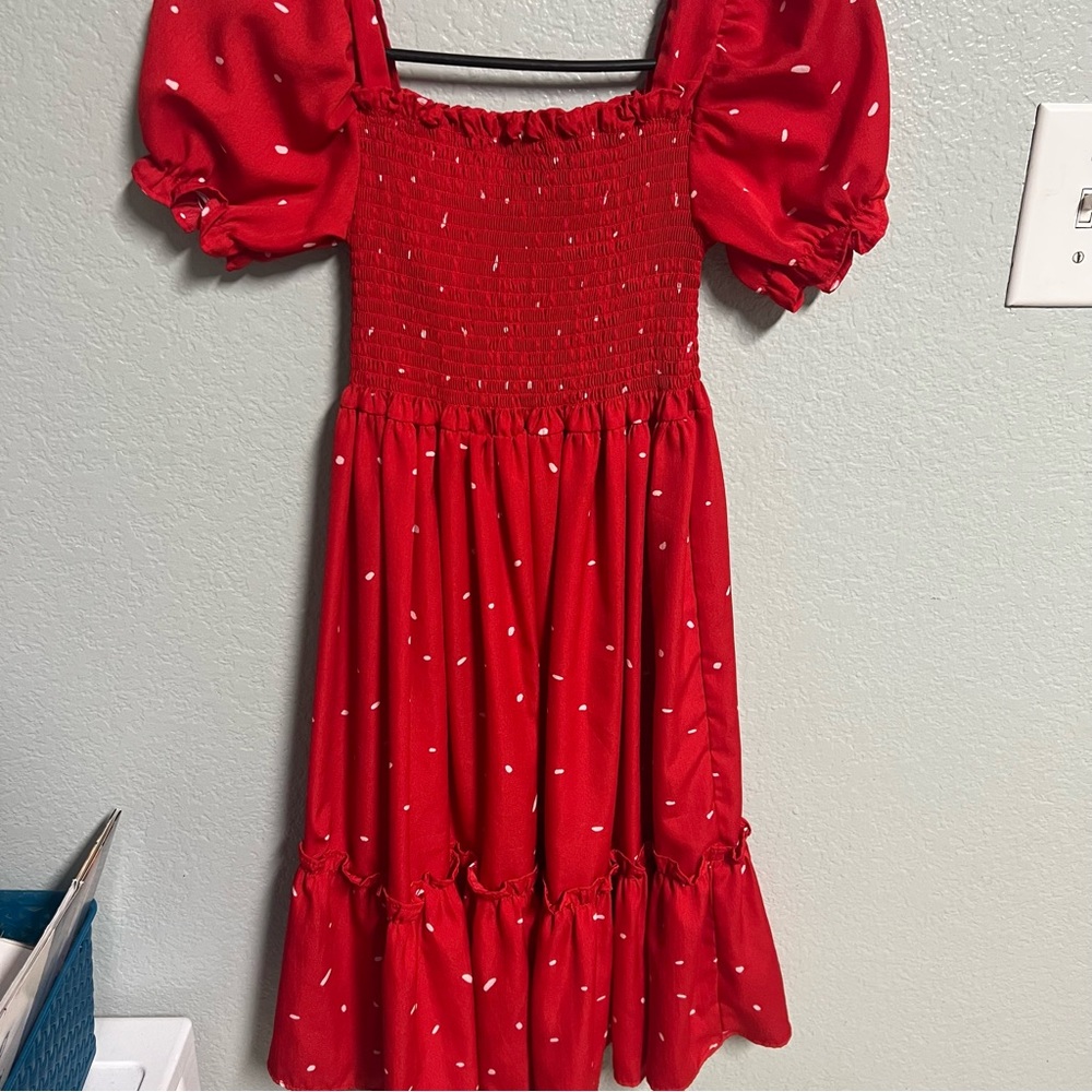 Red shirred dress fit and flare size 11/12 SKU#59